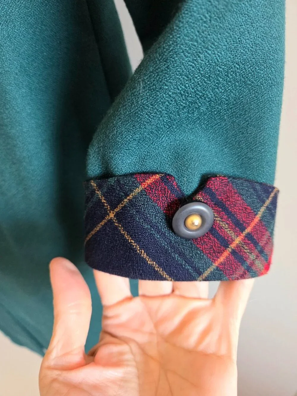 Vintage 1980s 1990s Bantry Bay layered green dress with plaid pattern details. - Picture 5 of 10